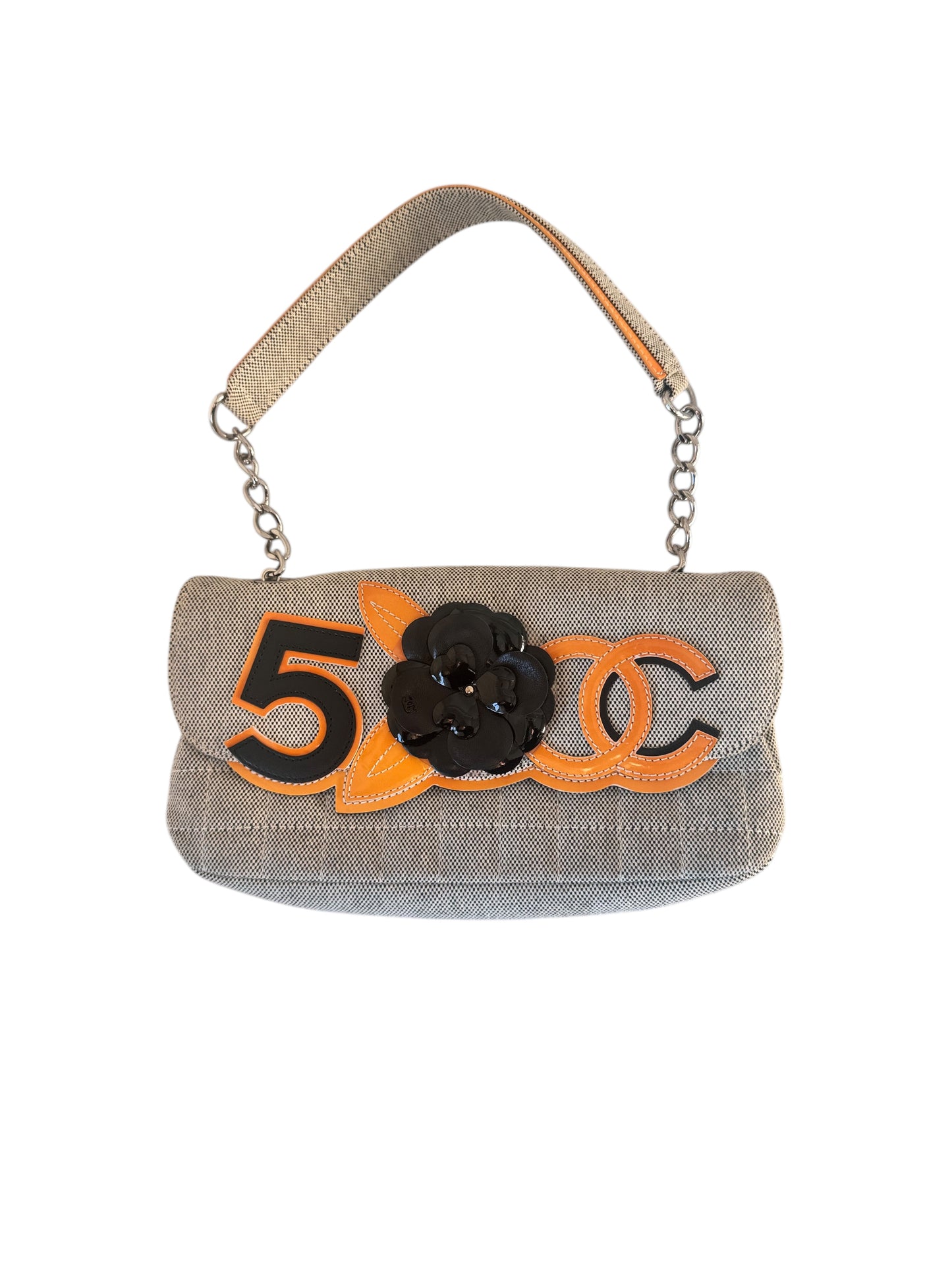 Chanel Canvas No. 5 Camelia Shoulder Bag (Grey)