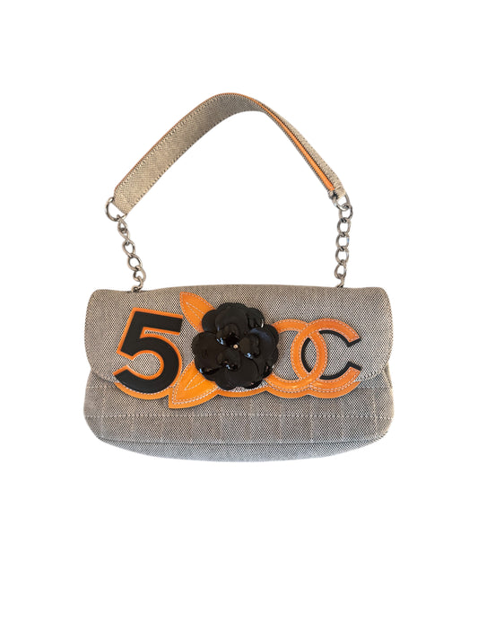 Chanel Canvas No. 5 Camelia Shoulder Bag (Grey)