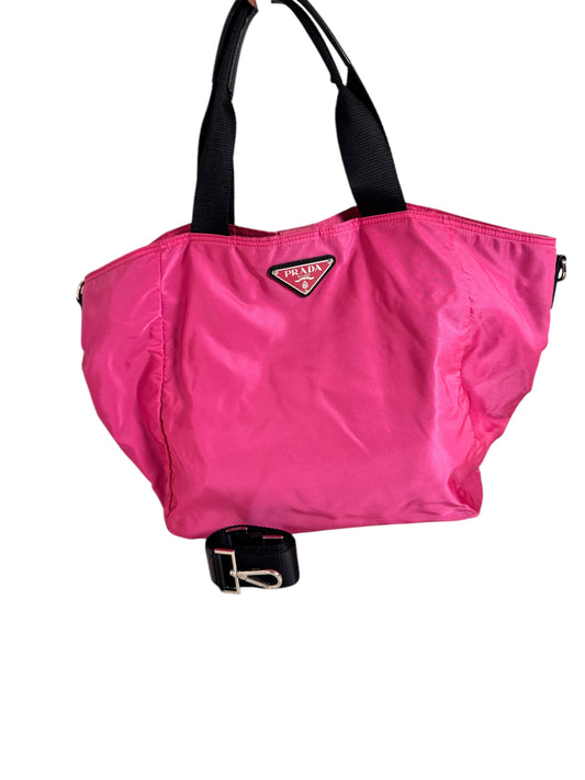 Prada Medium Nylon Tote 2 way Pink/Black