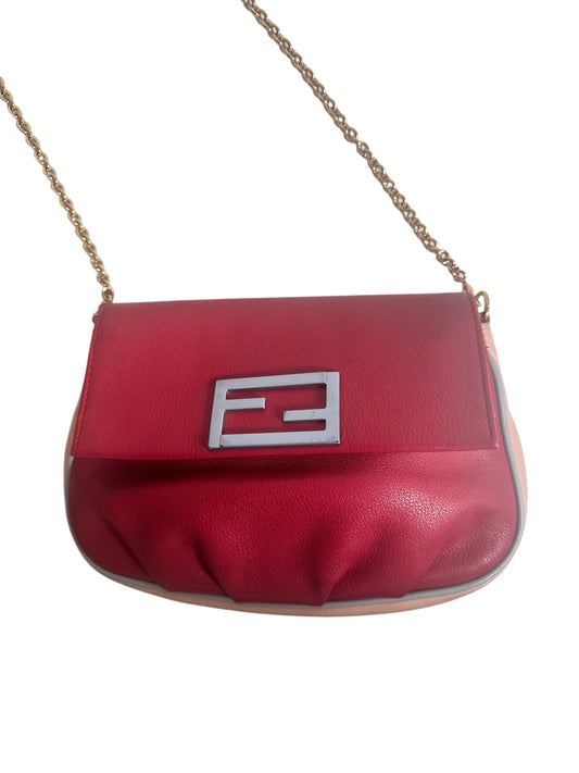Fendi Leather Vitello Dolce Fendista Pochette Crossbody
