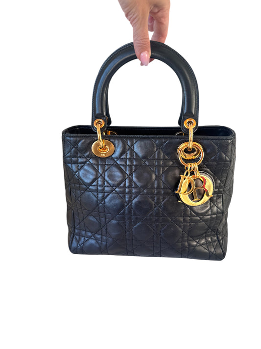 Christian Dior Leather Vintage Lady Dior Cannage Black