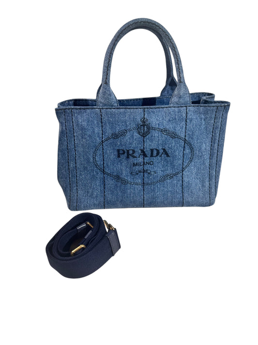 Prada Denim Canapa 2way Tote Blue
