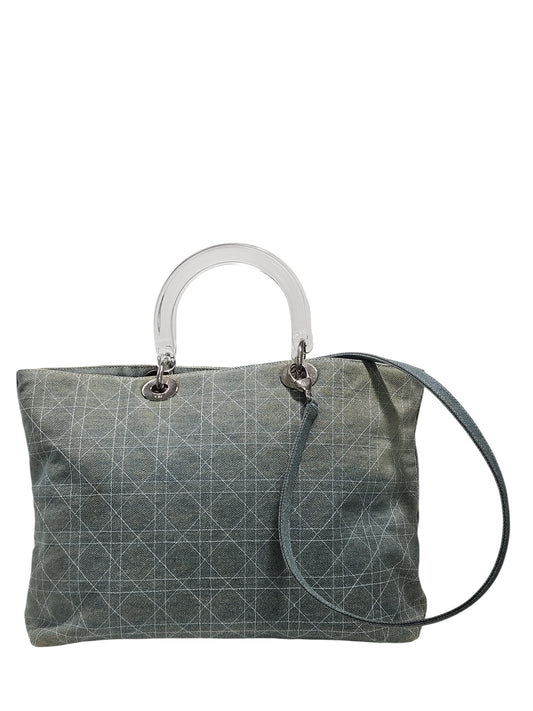 Christian Dior Denim Cannage Lady Dior Large Tote 2 way