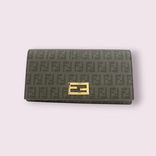 Fendi Coated Canvas Zucchino Flap Long Wallet (Full Set)