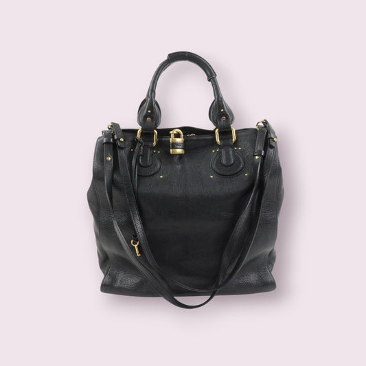Chloe Leather Paddington Aurore Pure Tote Bag (Black)