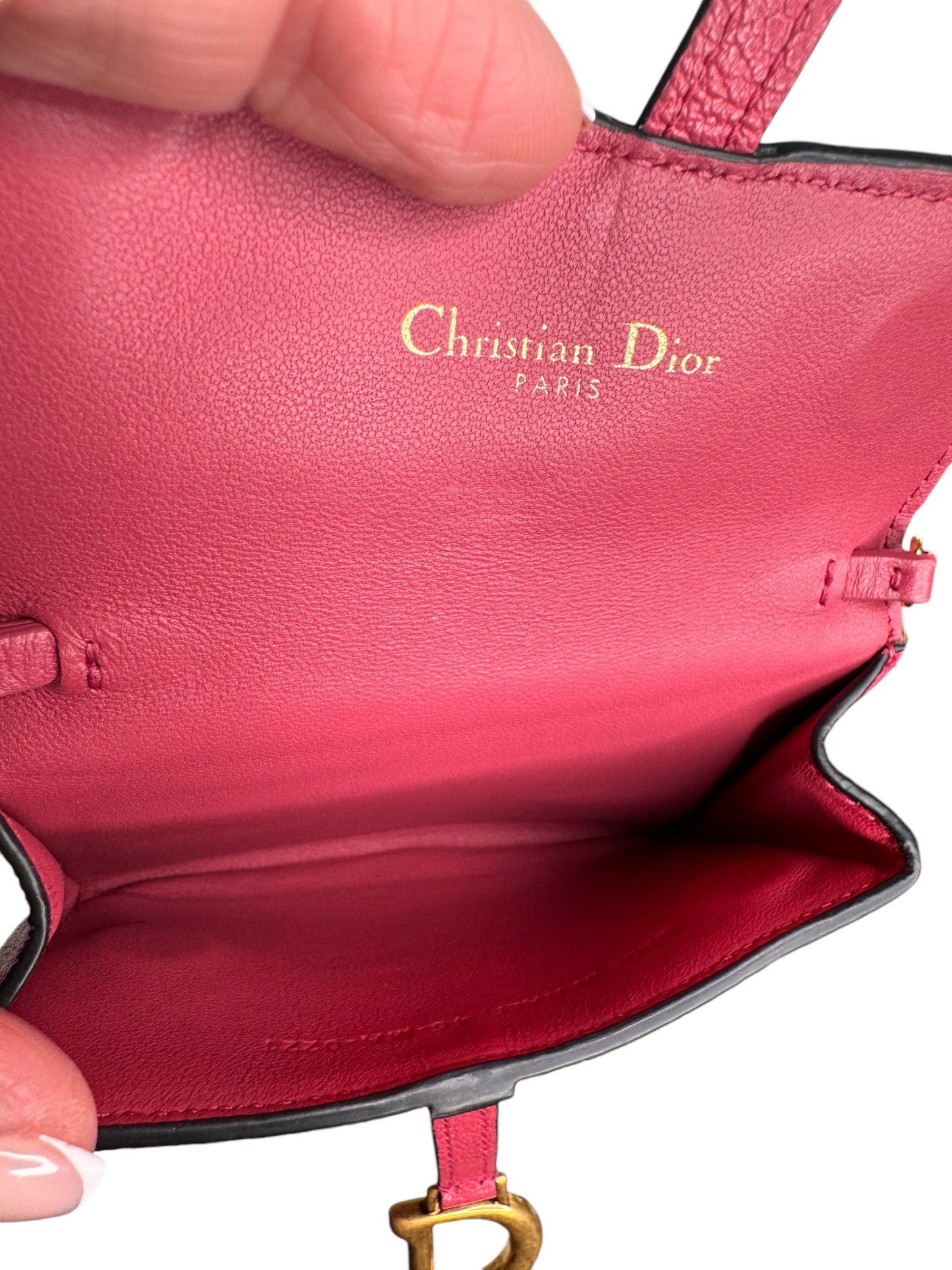 Christian Dior Saddle Nano Wallet/Pouch on a Chain Pink Leather