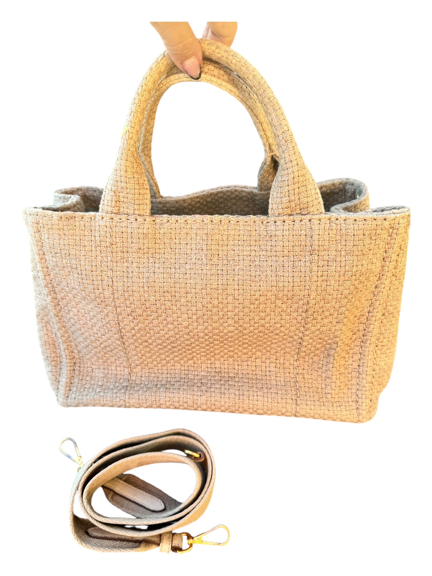 Prada Canapa Raffia Tote Bag with Strap