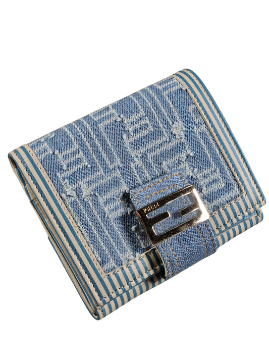 Fendi Zucca Print Denim Compact Wallet