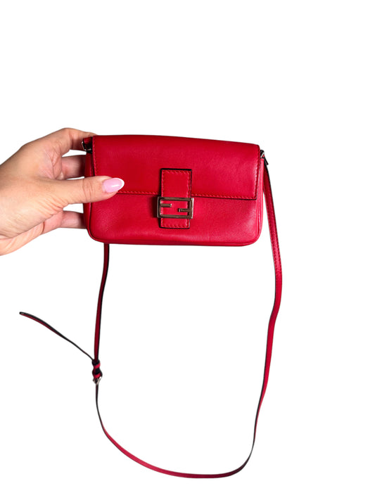Fendi Micro Baguette Crossbody Bag (Red)