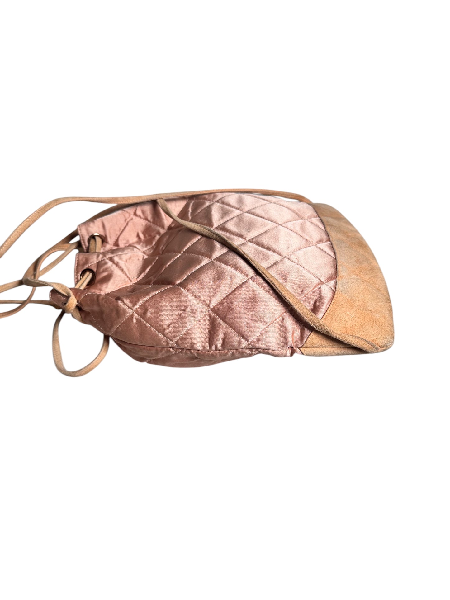 Chanel Satin Suede Quilted Drawstring Backpack