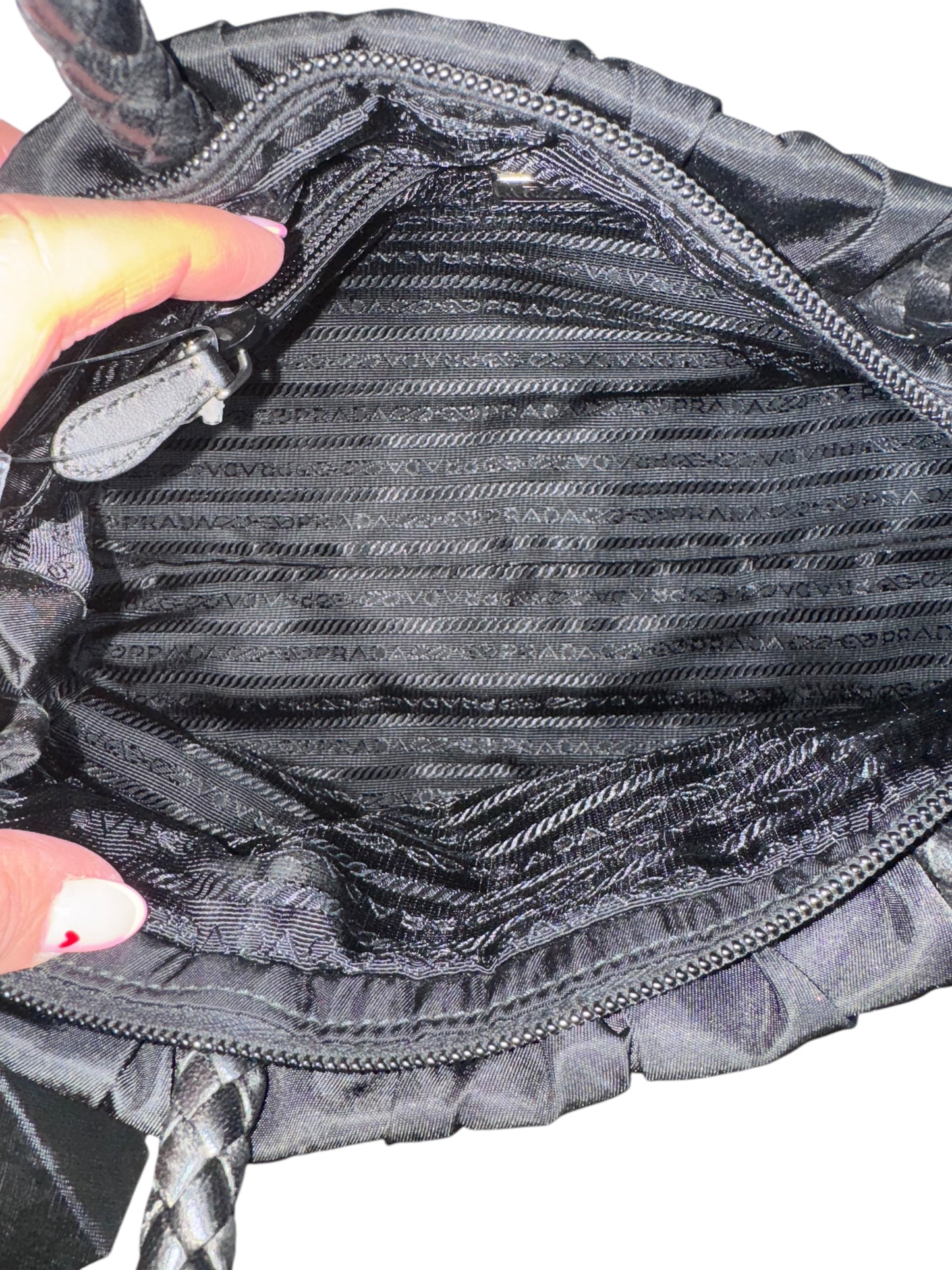 Prada Nylon/Leather Tessuto Bow 2 Way Handbag