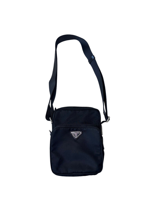 PRADA Triangle Logo Nylon Leather Bag