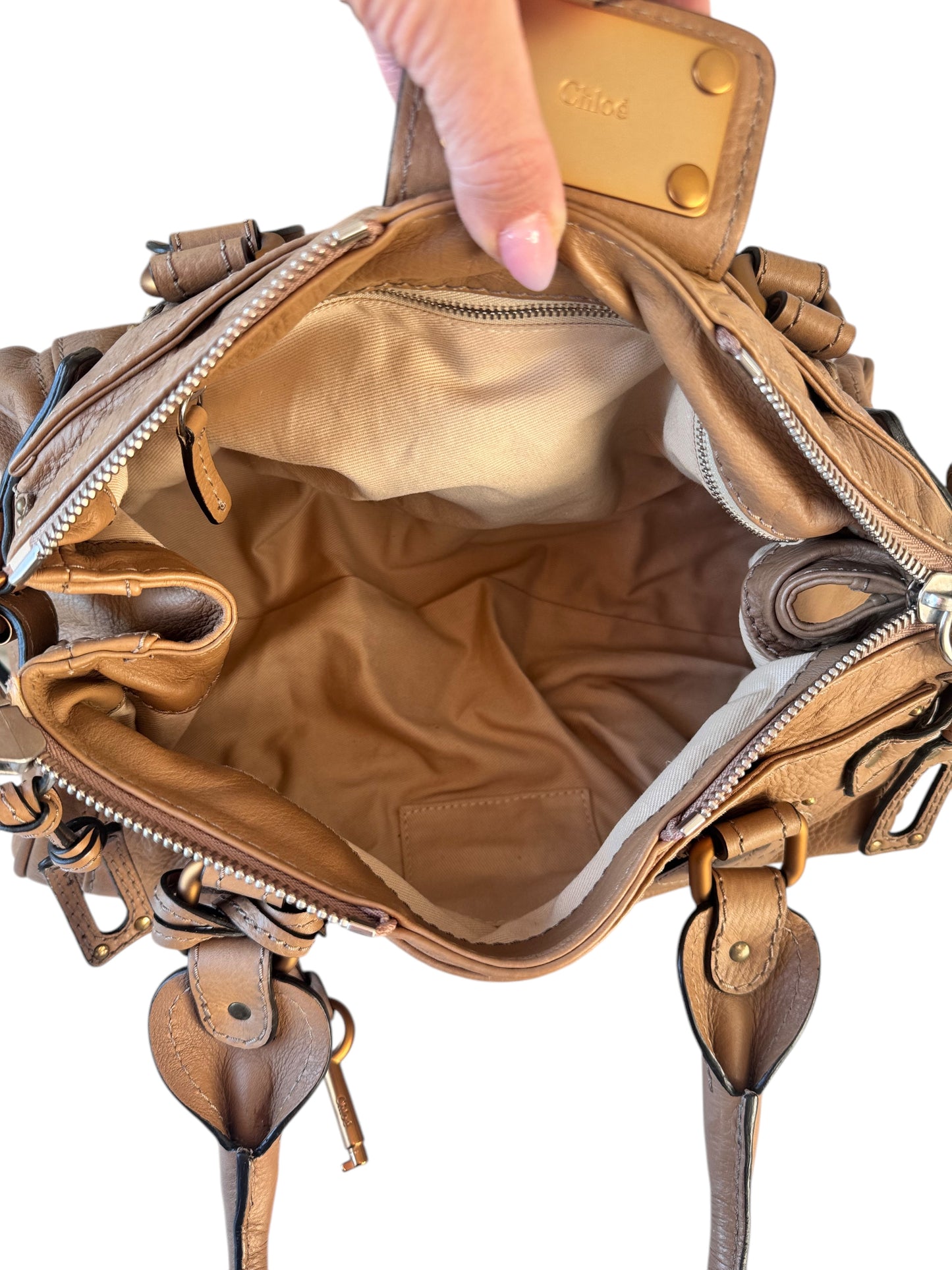 Chloe Paddington Leather Medium Shoulder Bag Beige