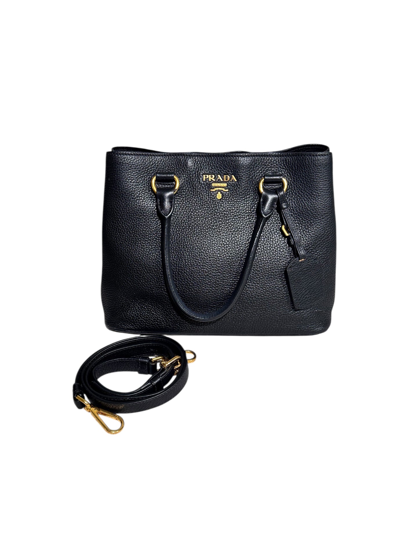 Prada Leather Vitello Daino Tote 2way (Black)