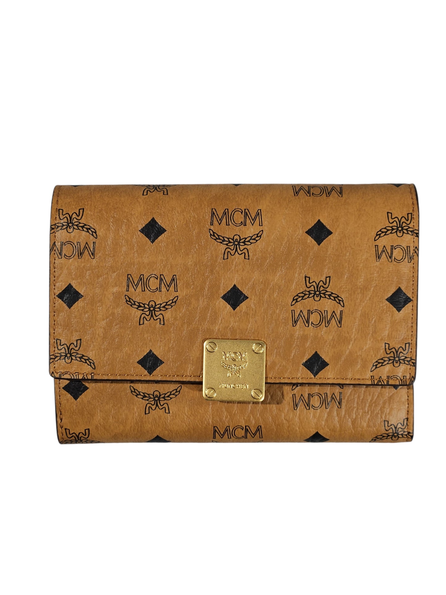 MCM Leather Aren Trifold Wallet in Visetos (Full Set)