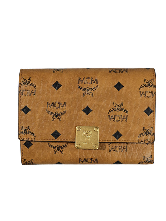 MCM Leather Aren Trifold Wallet in Visetos (Full Set)