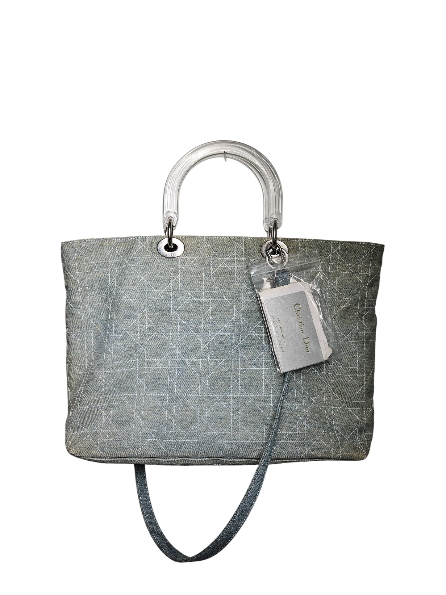 Christian Dior Denim Cannage Lady Dior Large Tote 2 way