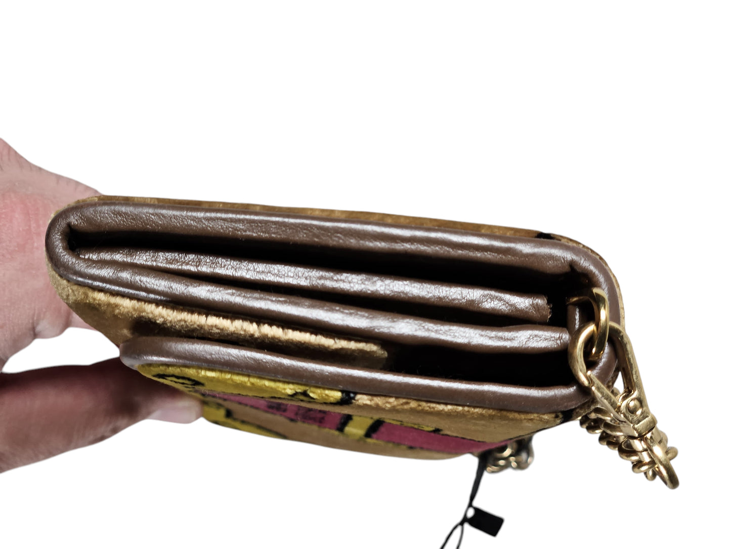 Prada Cahier Printed Velvet Flap Wallet On Chain