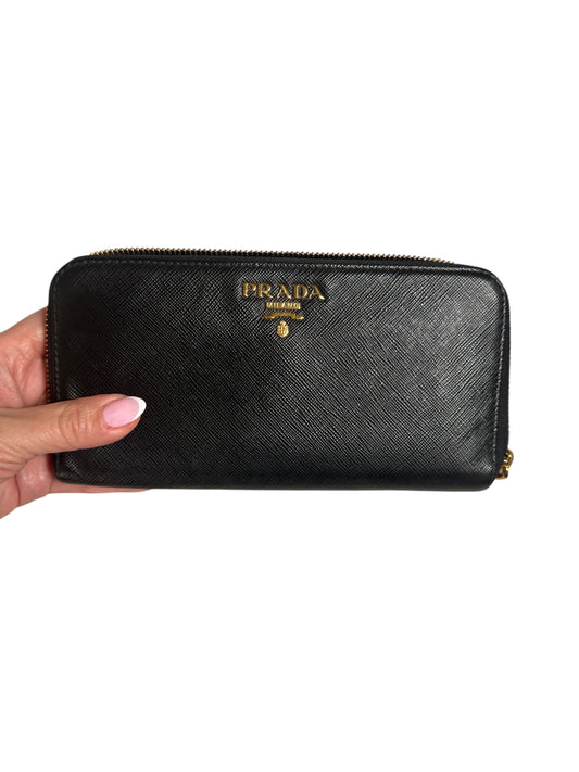 Prada Saffiano Leather Long Wallet (Black)