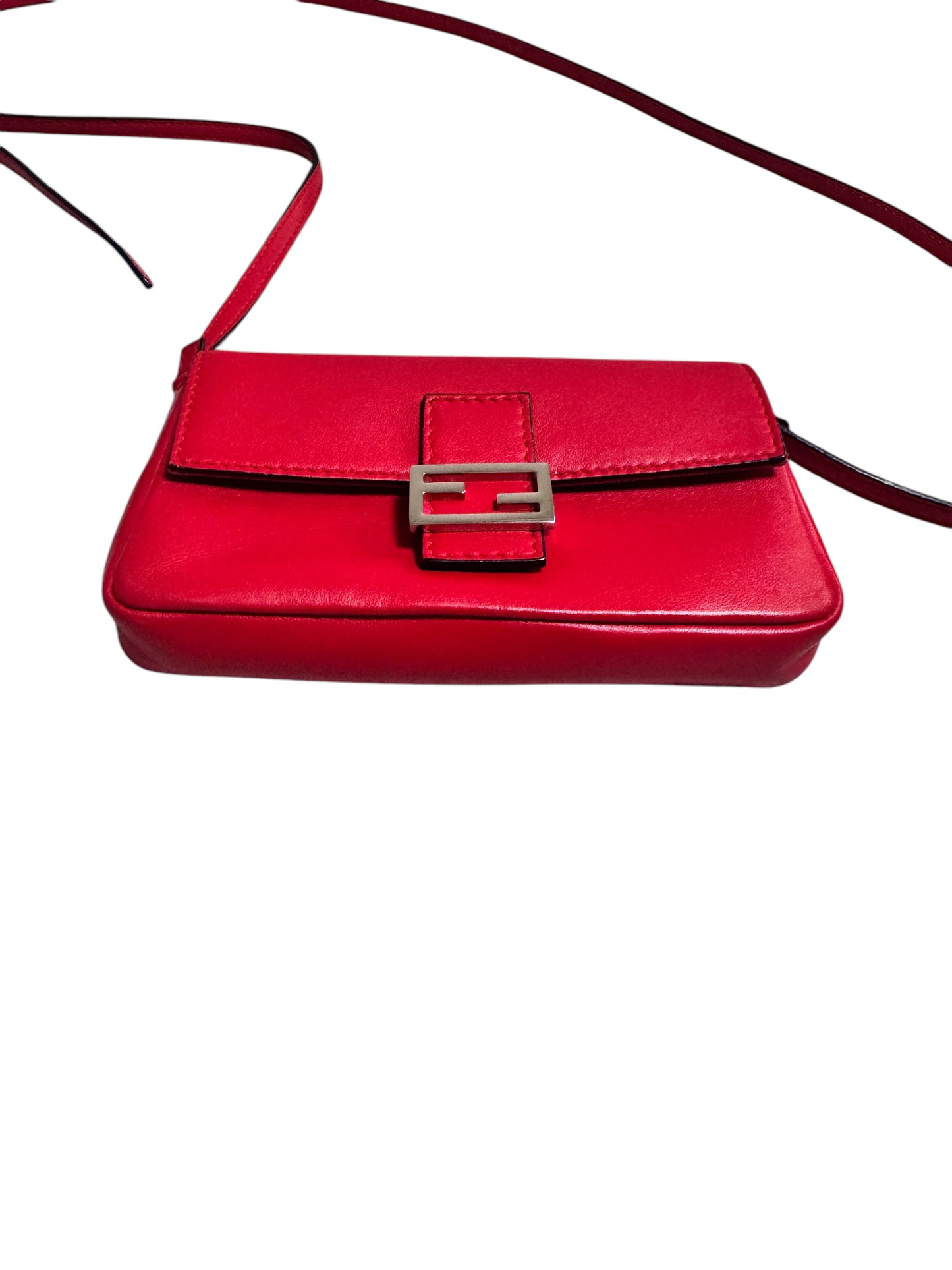 Fendi Micro Baguette Crossbody Bag (Red)