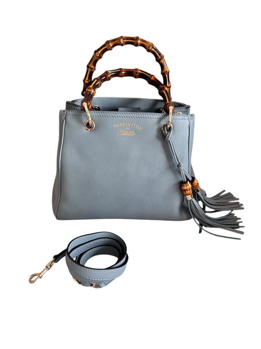 Gucci Calfskin Leather Bamboo Handle Tote 2way (Light Blue)