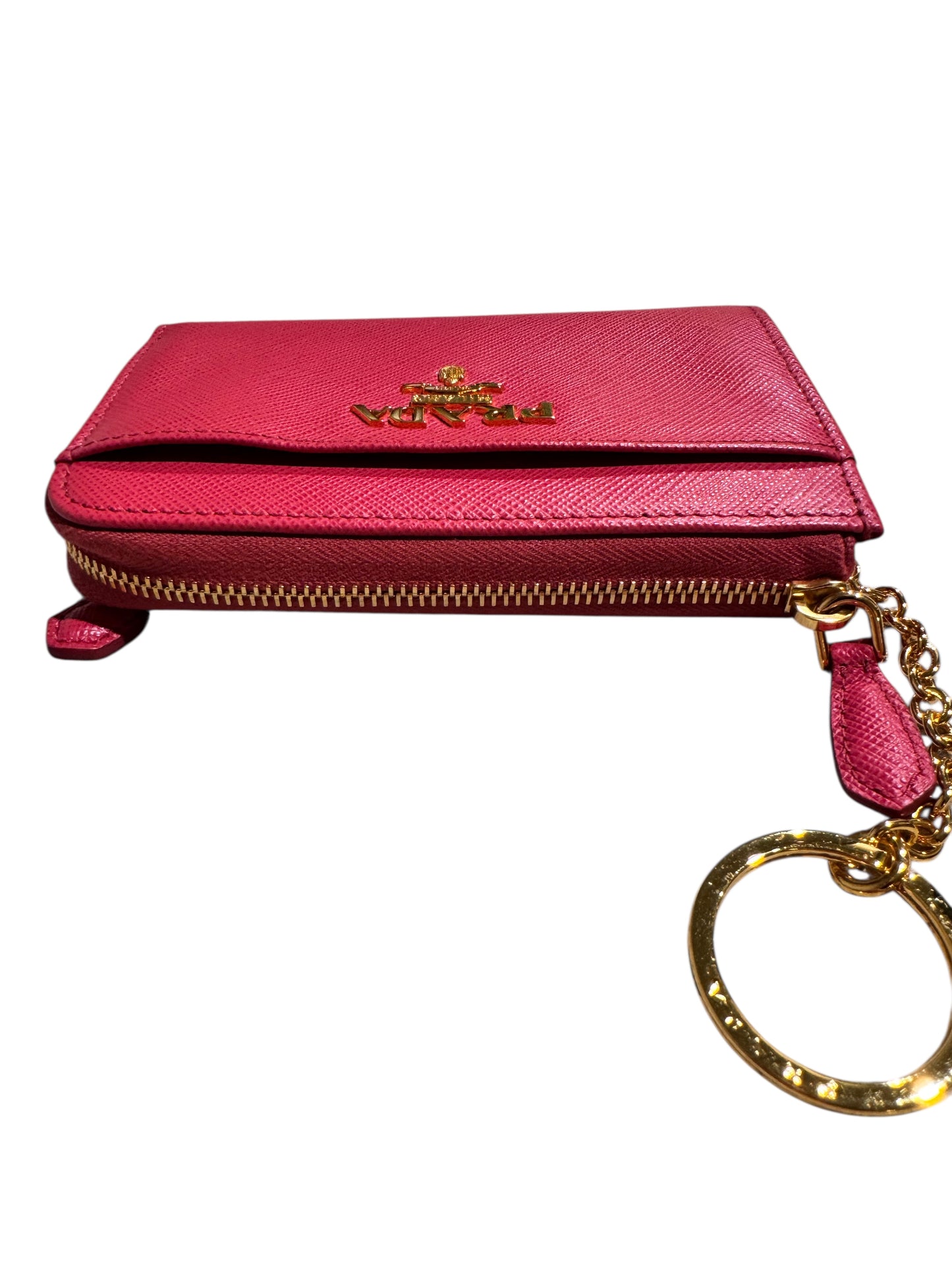 Prada Saffiano Leather Key Cardholder in Pink (Full Set)