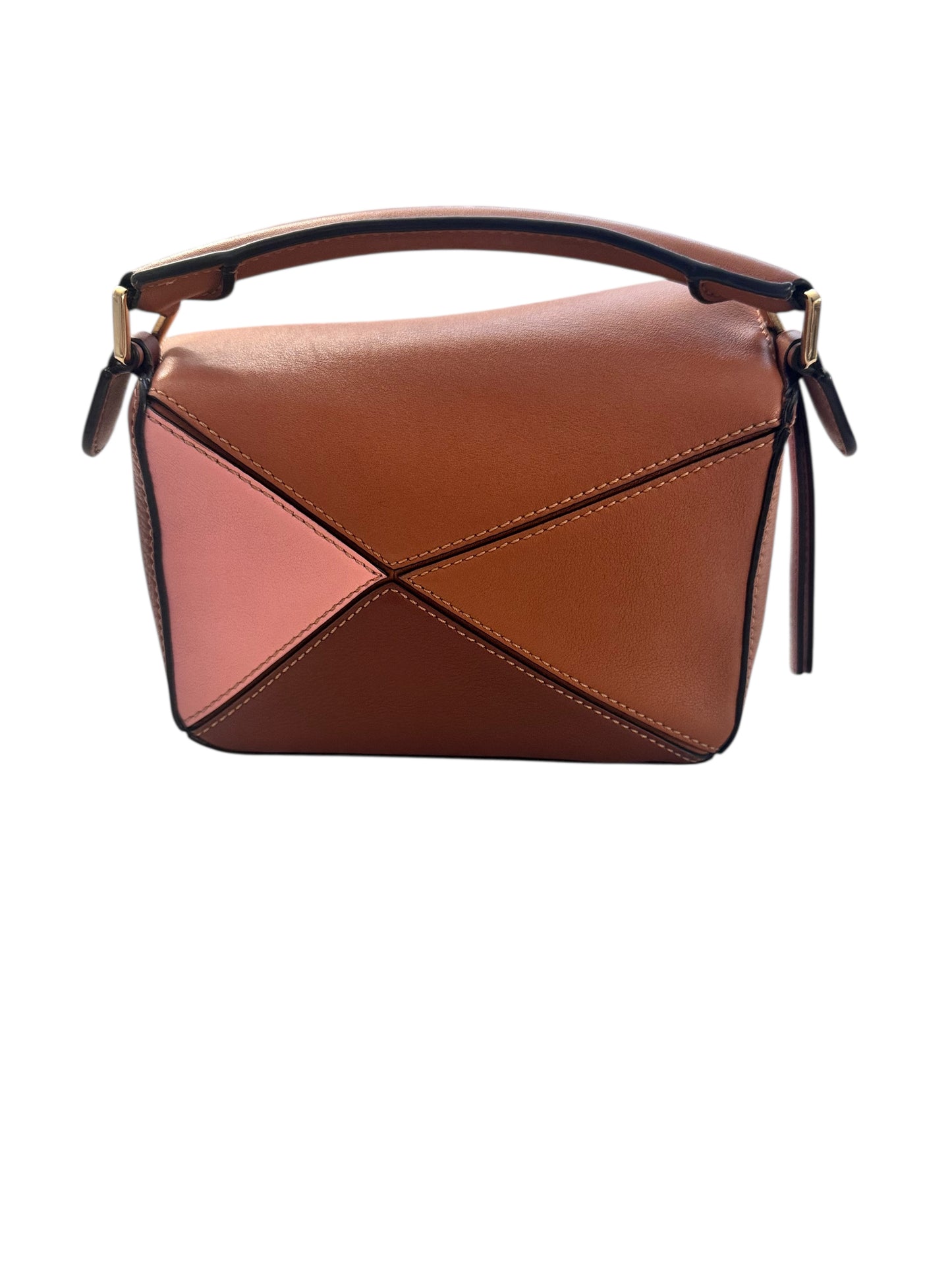 Loewe Calfskin Mini Puzzle Bag (Brown/Tan/Pink)