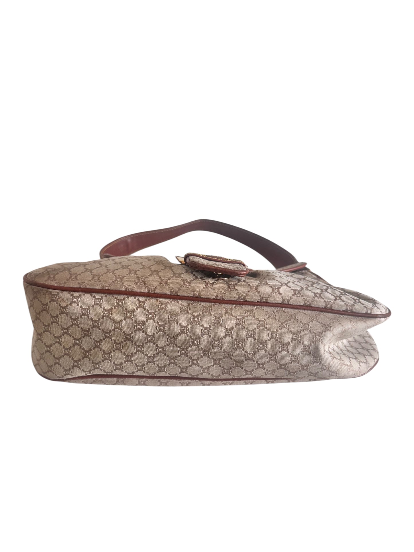 Celine Canvas Macadam Leather-Trimmed Shoulder Bag