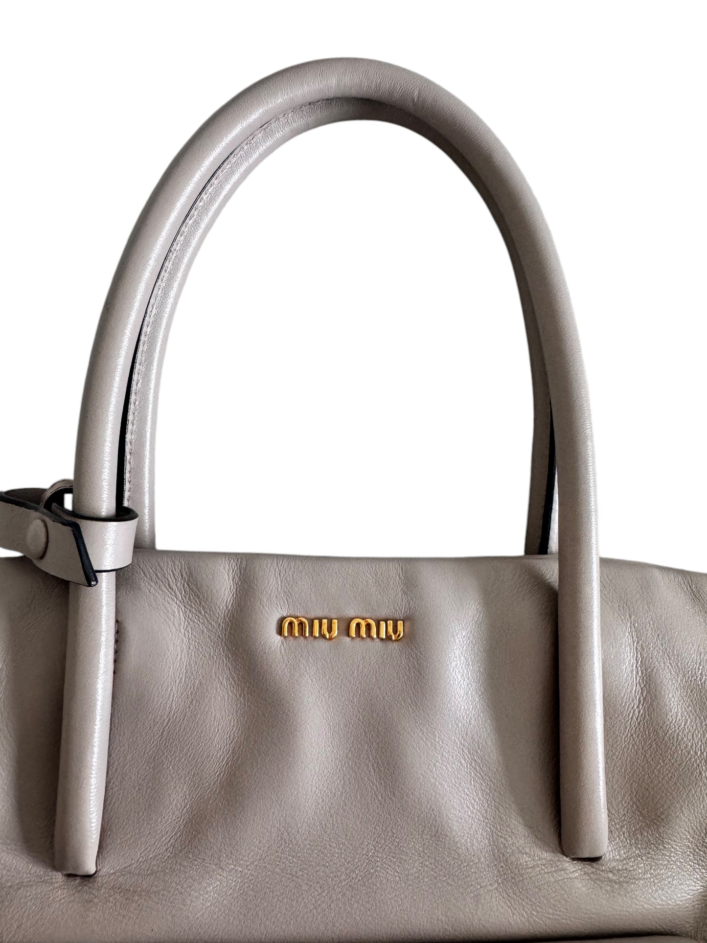 Miu Miu Vitello Soft Leather Tote (Beige)