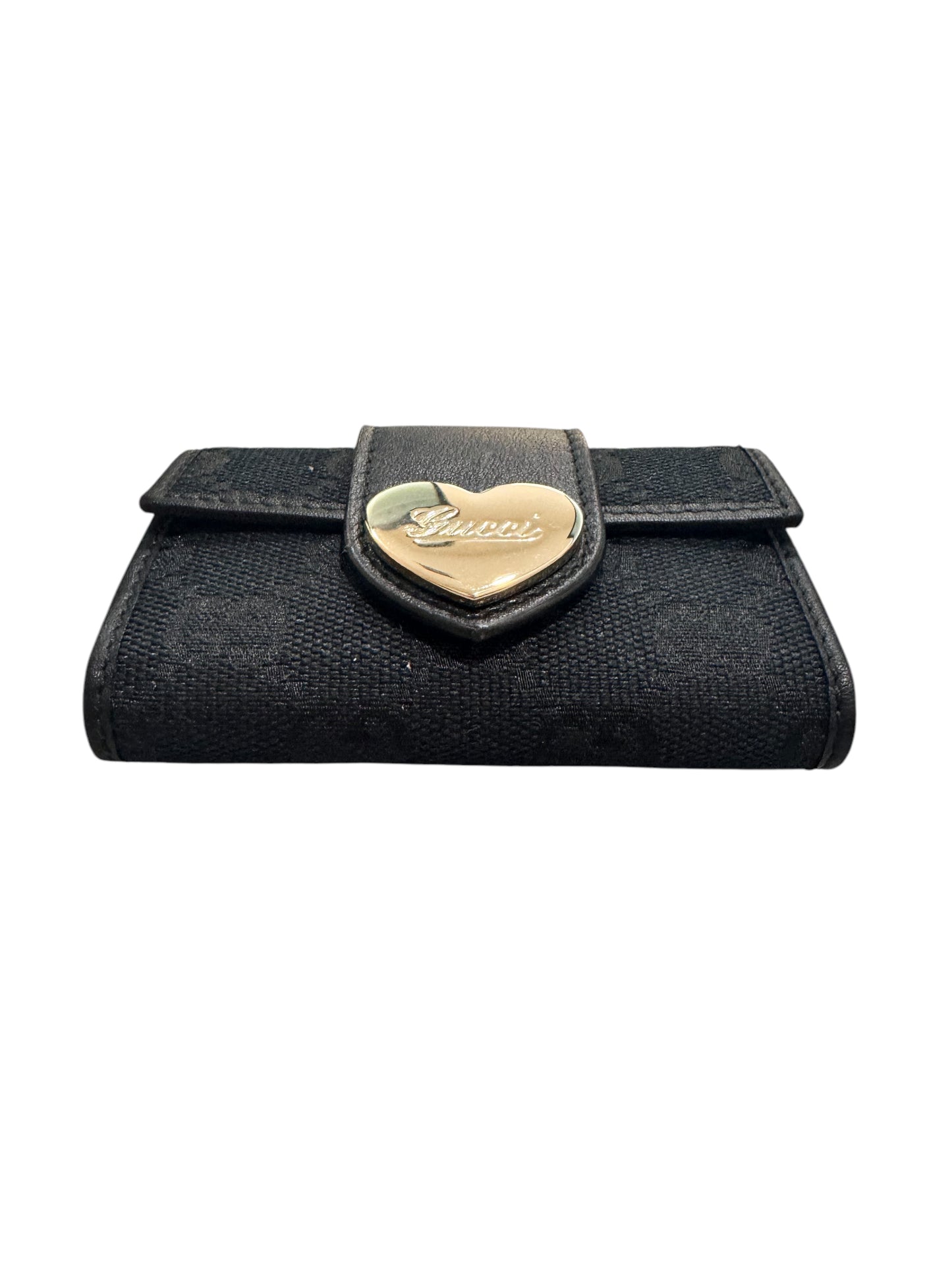 Gucci Heart Canvas 6-Ring Key Holder (Black)
