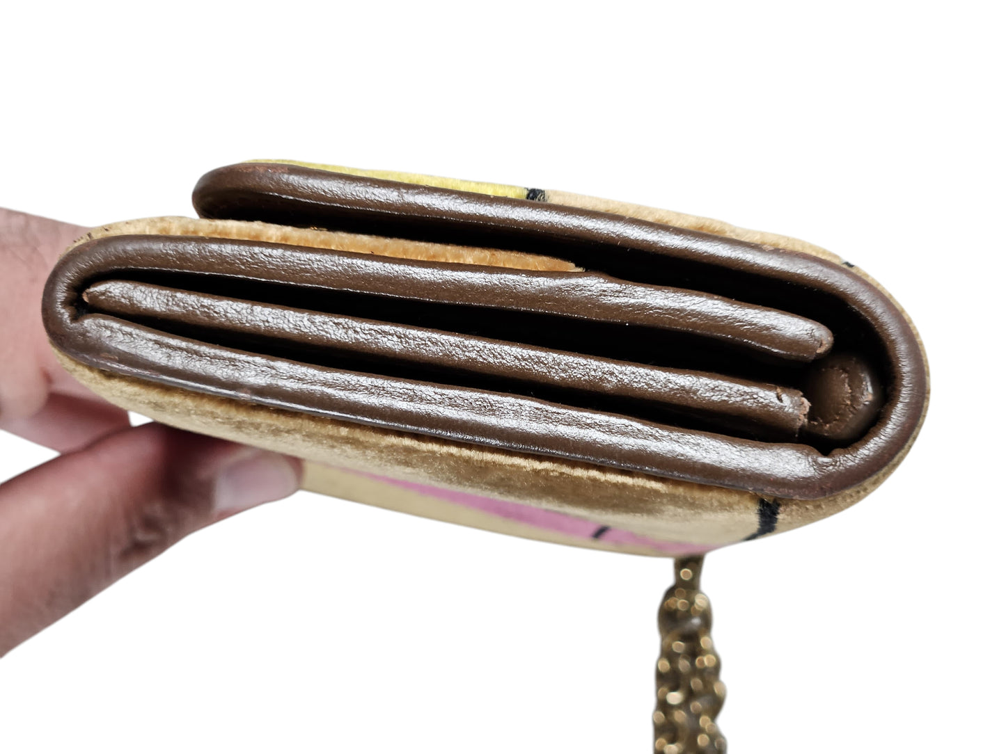 Prada Cahier Printed Velvet Flap Wallet On Chain