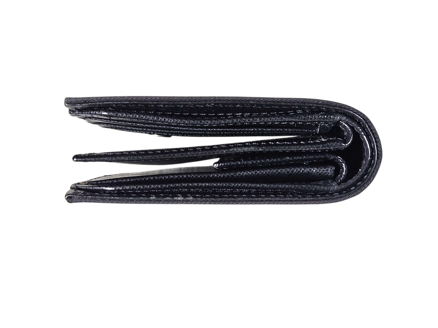 Prada Triangle Nylon/Saffiano Leather Wallet (Black) 0002