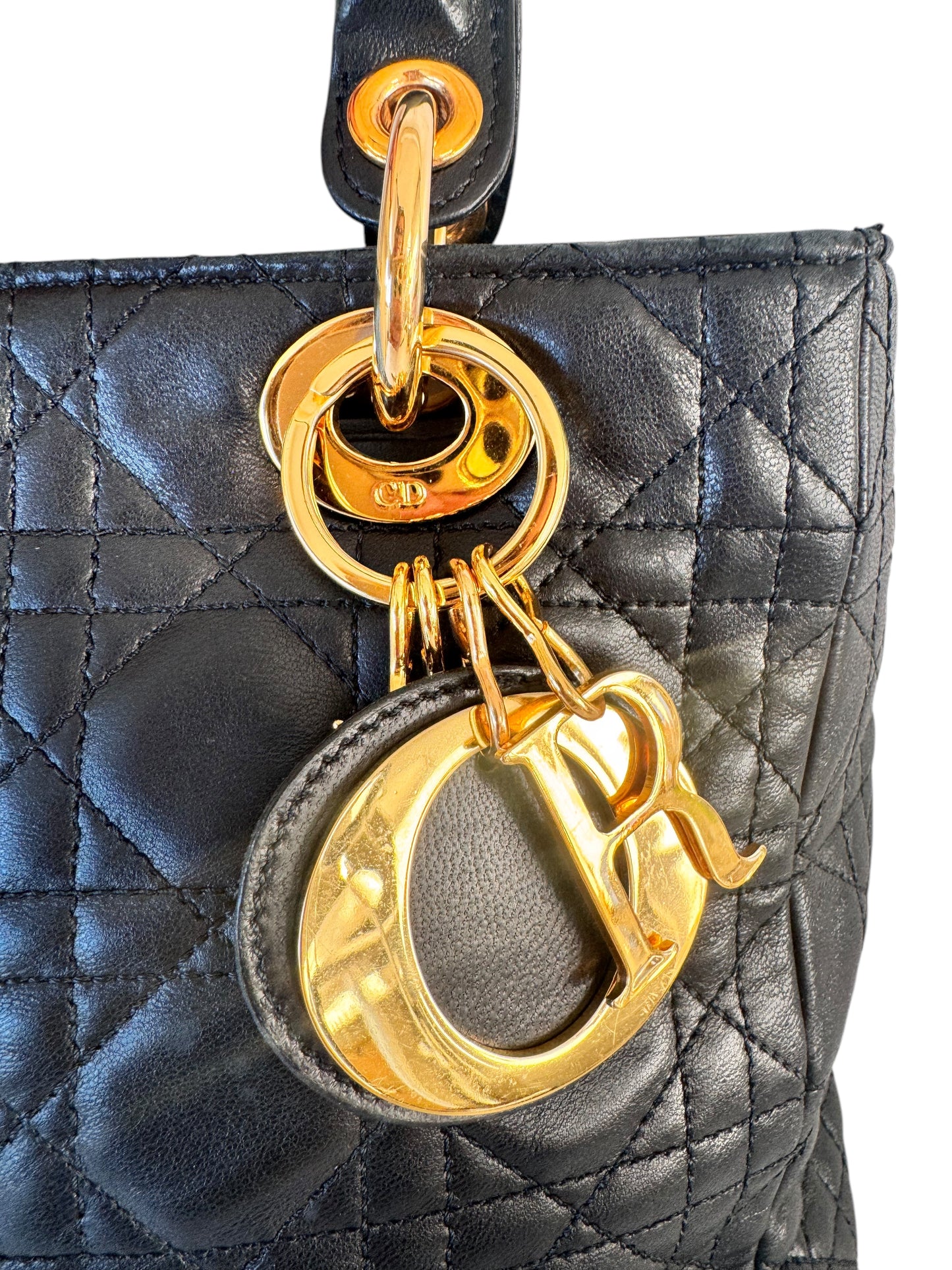 Christian Dior Leather Vintage Lady Dior Cannage Black