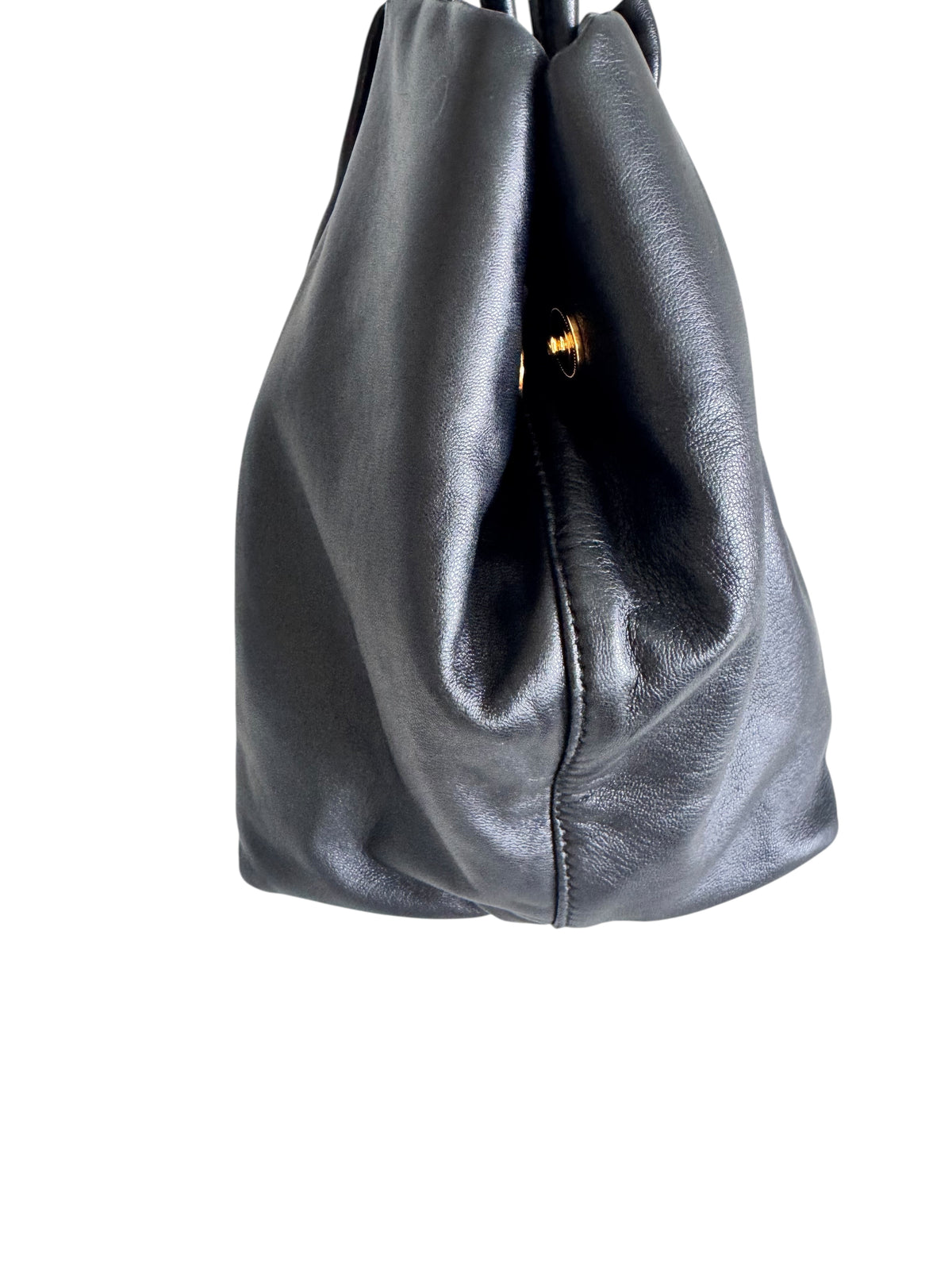 Prada Nappa Leather Ribbon Top Handle Bag (Black)
