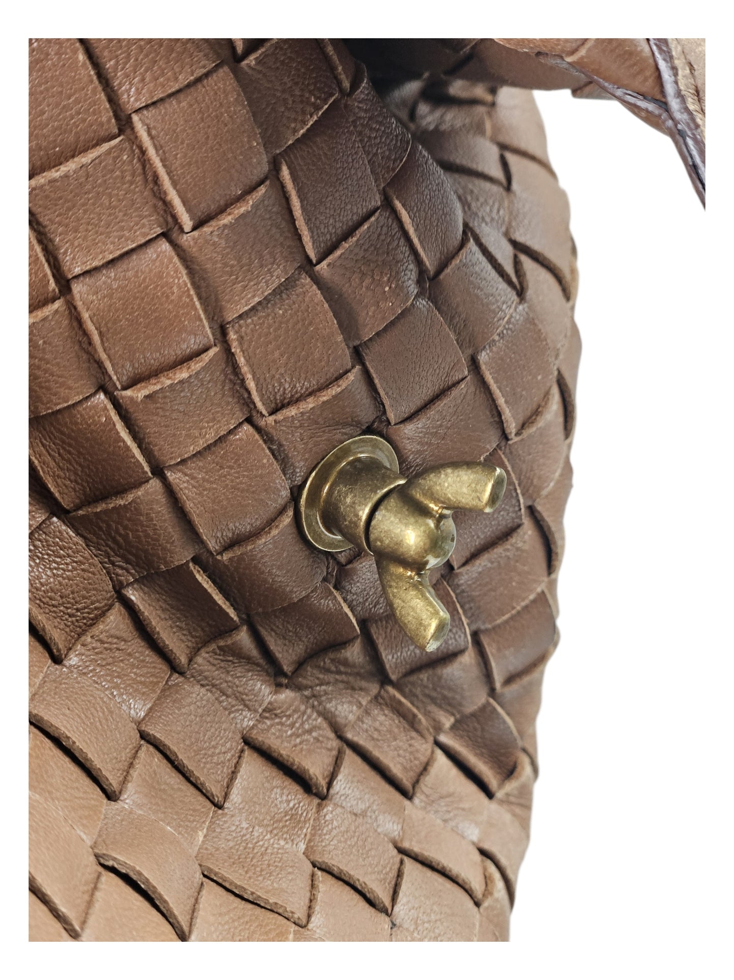 Bottega Veneta Intrecciato Leather Boston Bag (Brown)