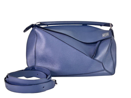 Loewe Calfskin Leather Medium Puzzle Bag (Marine)