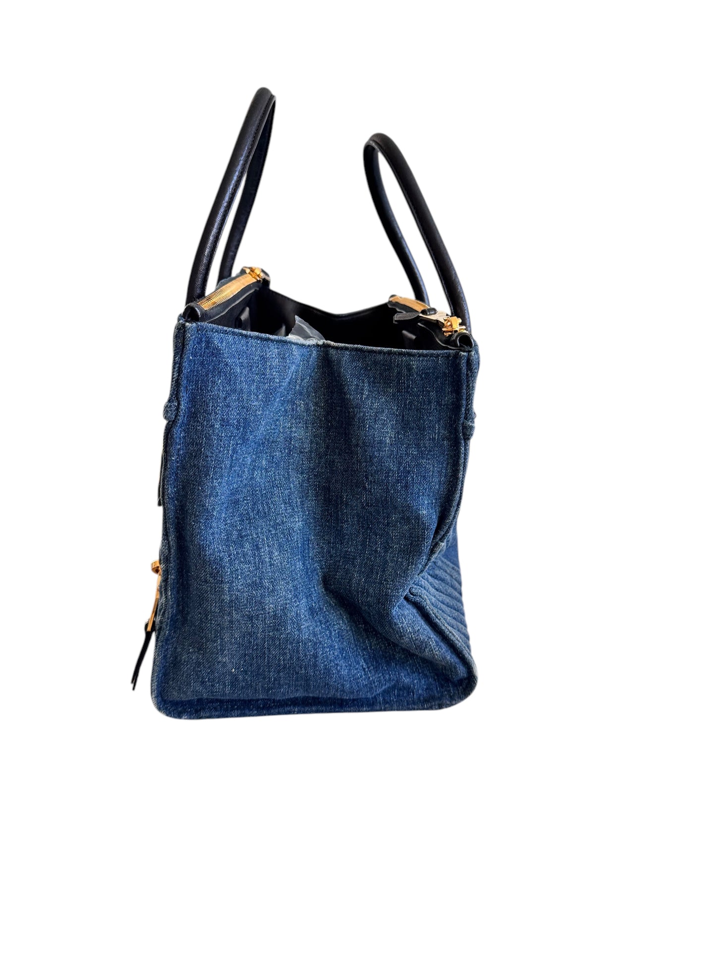 Miu Miu Denim Leather Biker Tote 2way