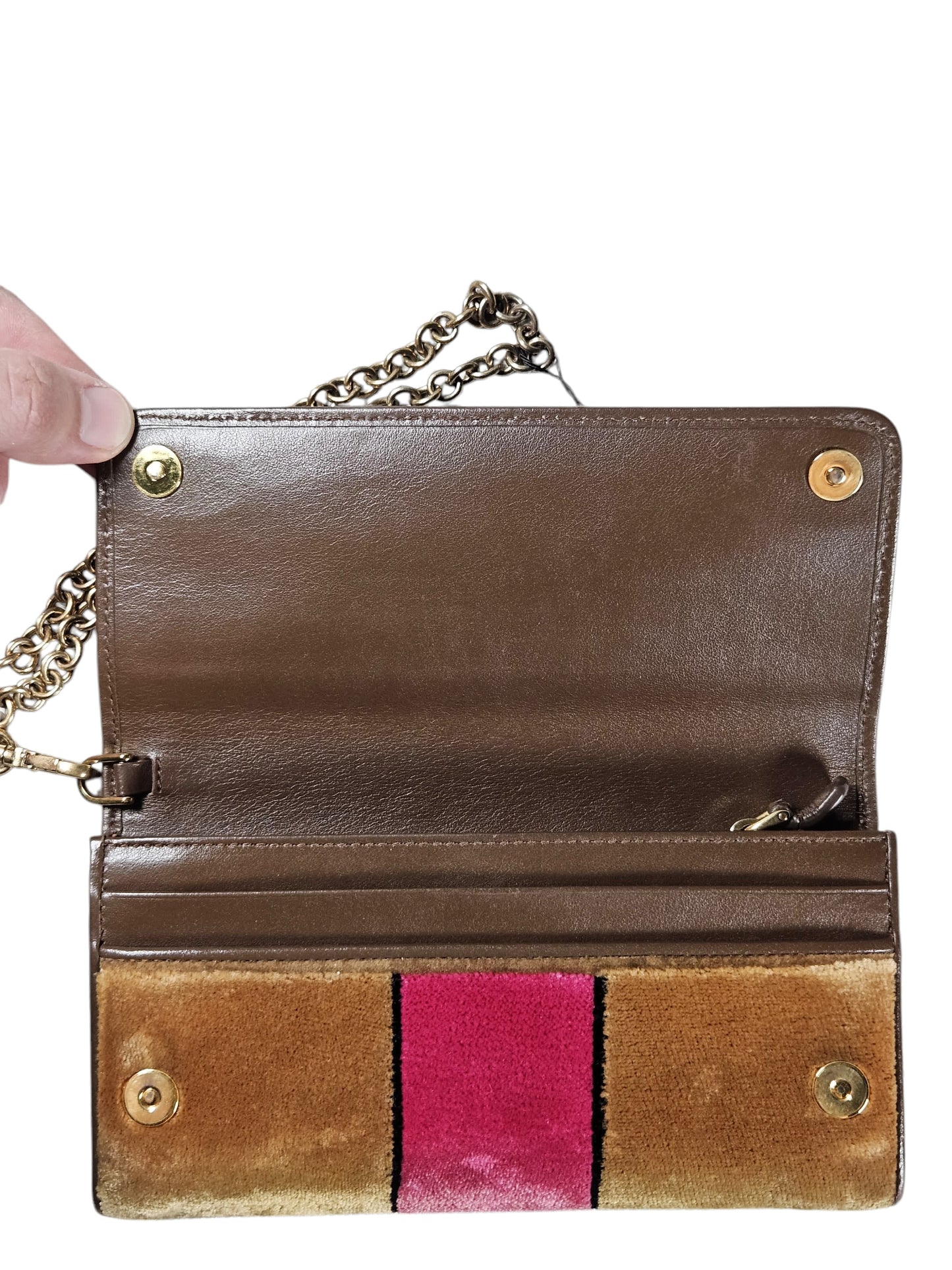 Prada Cahier Printed Velvet Flap Wallet On Chain