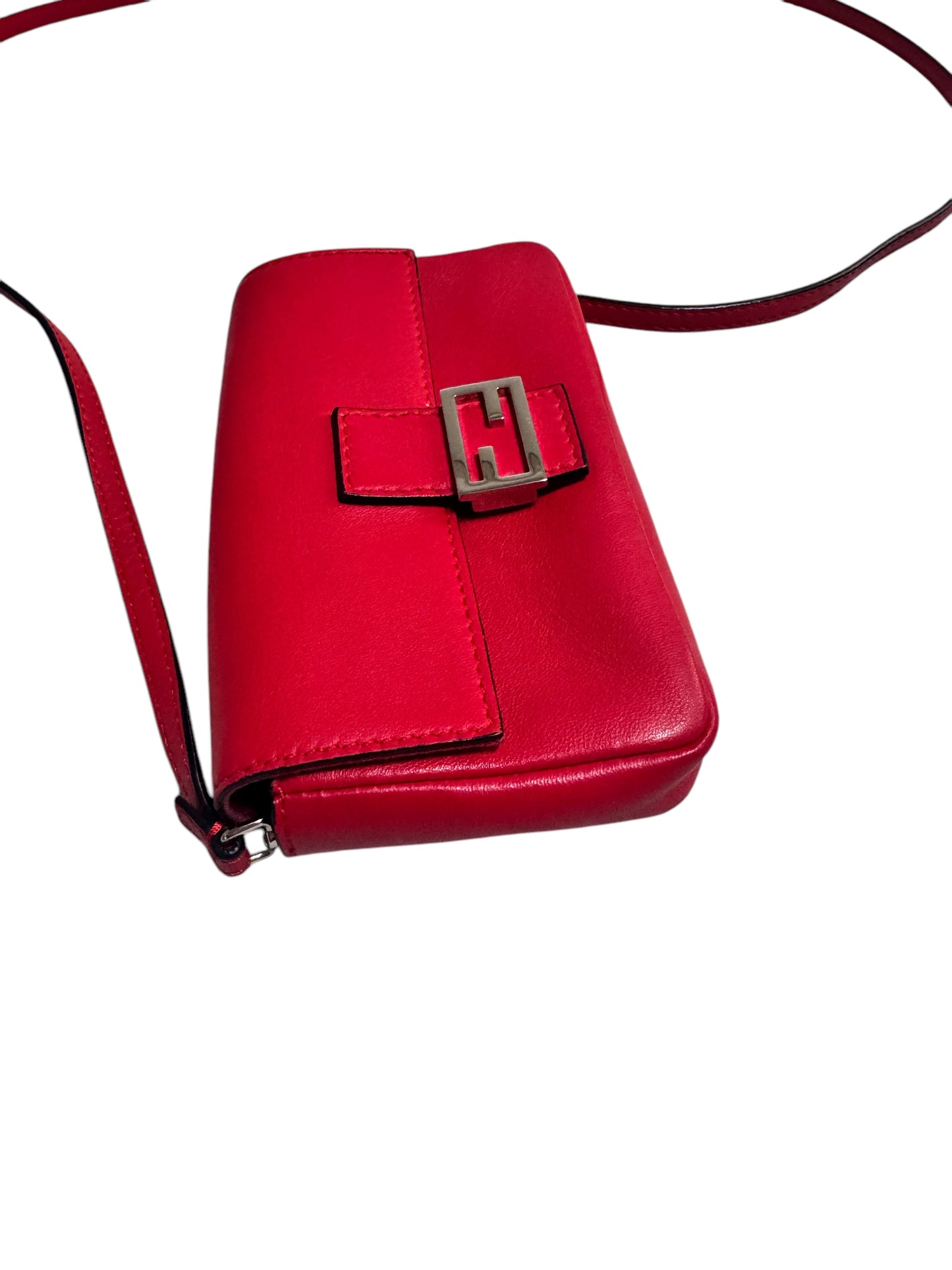Fendi Micro Baguette Crossbody Bag (Red)