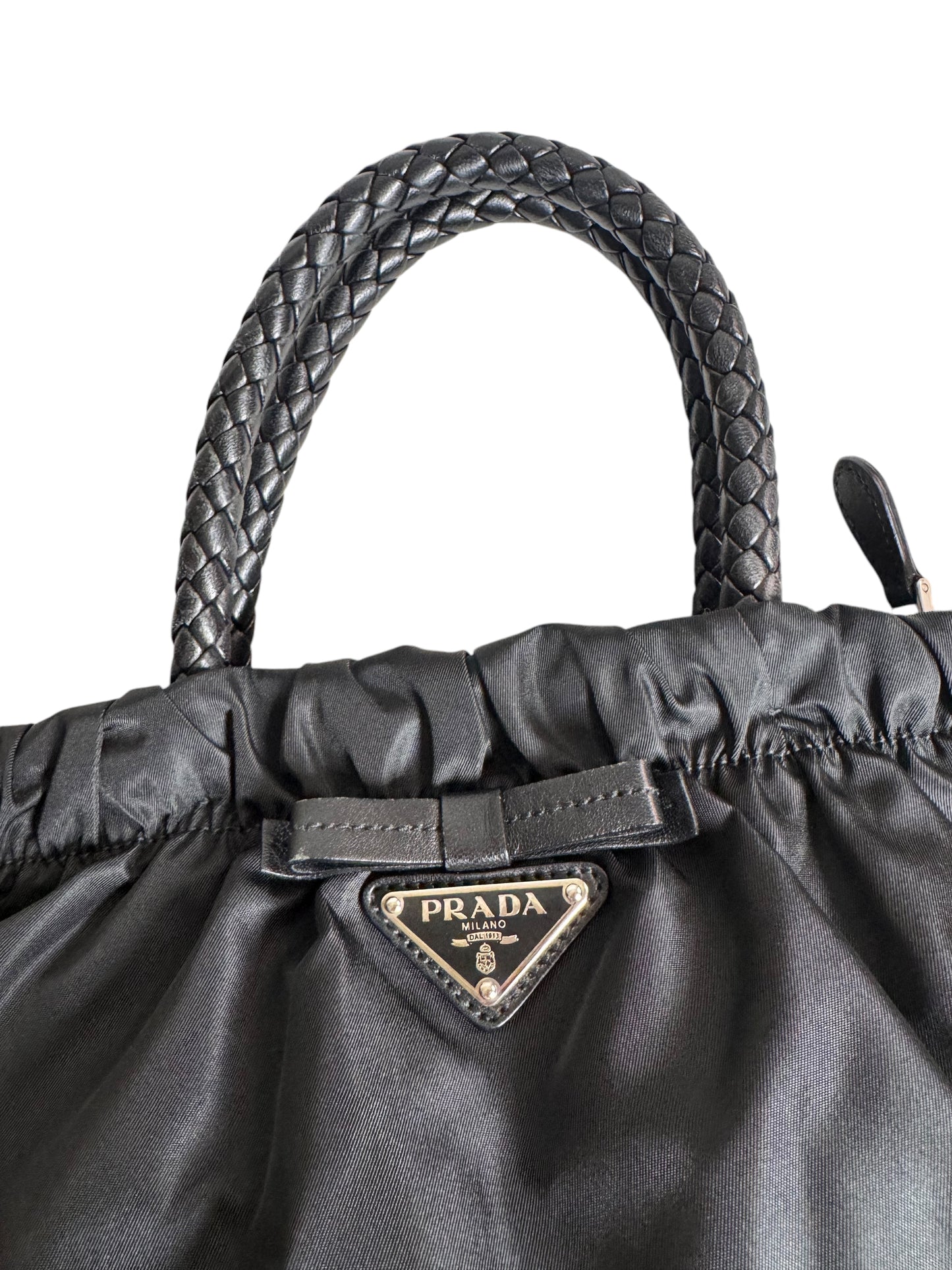 Prada Nylon/Leather Tessuto Bow 2 Way Handbag