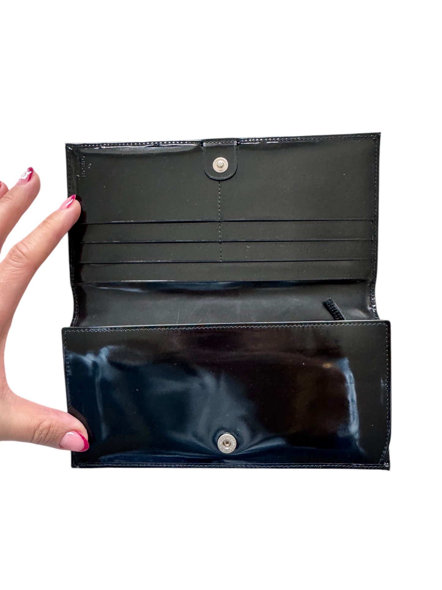 Gucci Patent Leather Vintage Long Wallet - Black