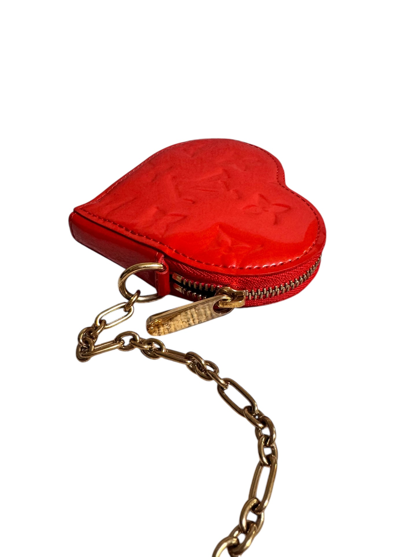Louis Vuitton Monogram Vernis Leather Porte Monnaie Coeur (Orange Sunset) 2008