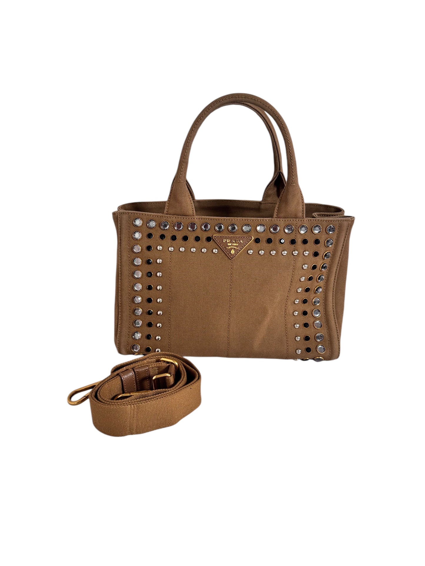 Prada Bijou Studs Canapa Tote 2 Way