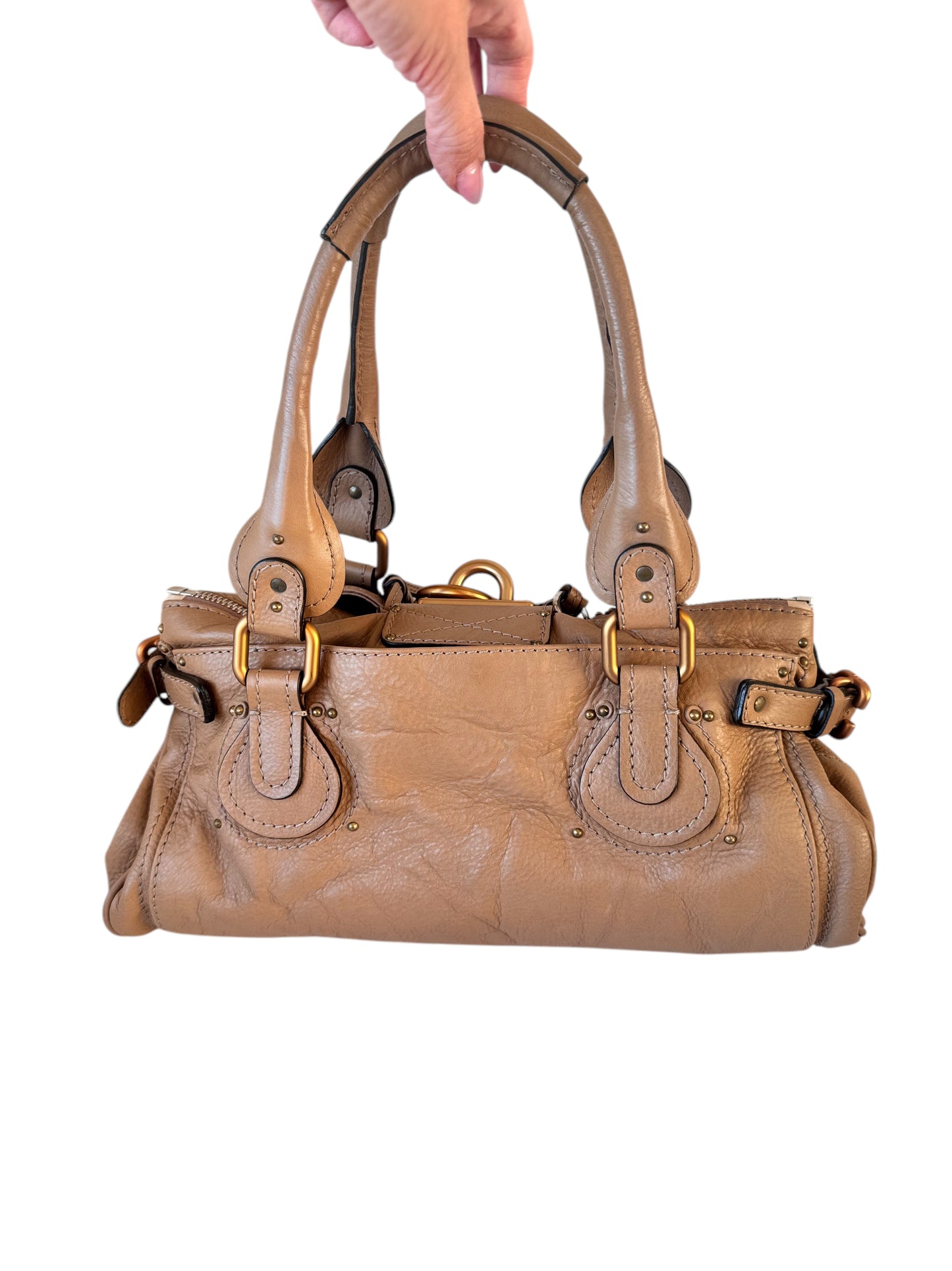 Chloe Paddington Leather Medium Shoulder Bag Beige