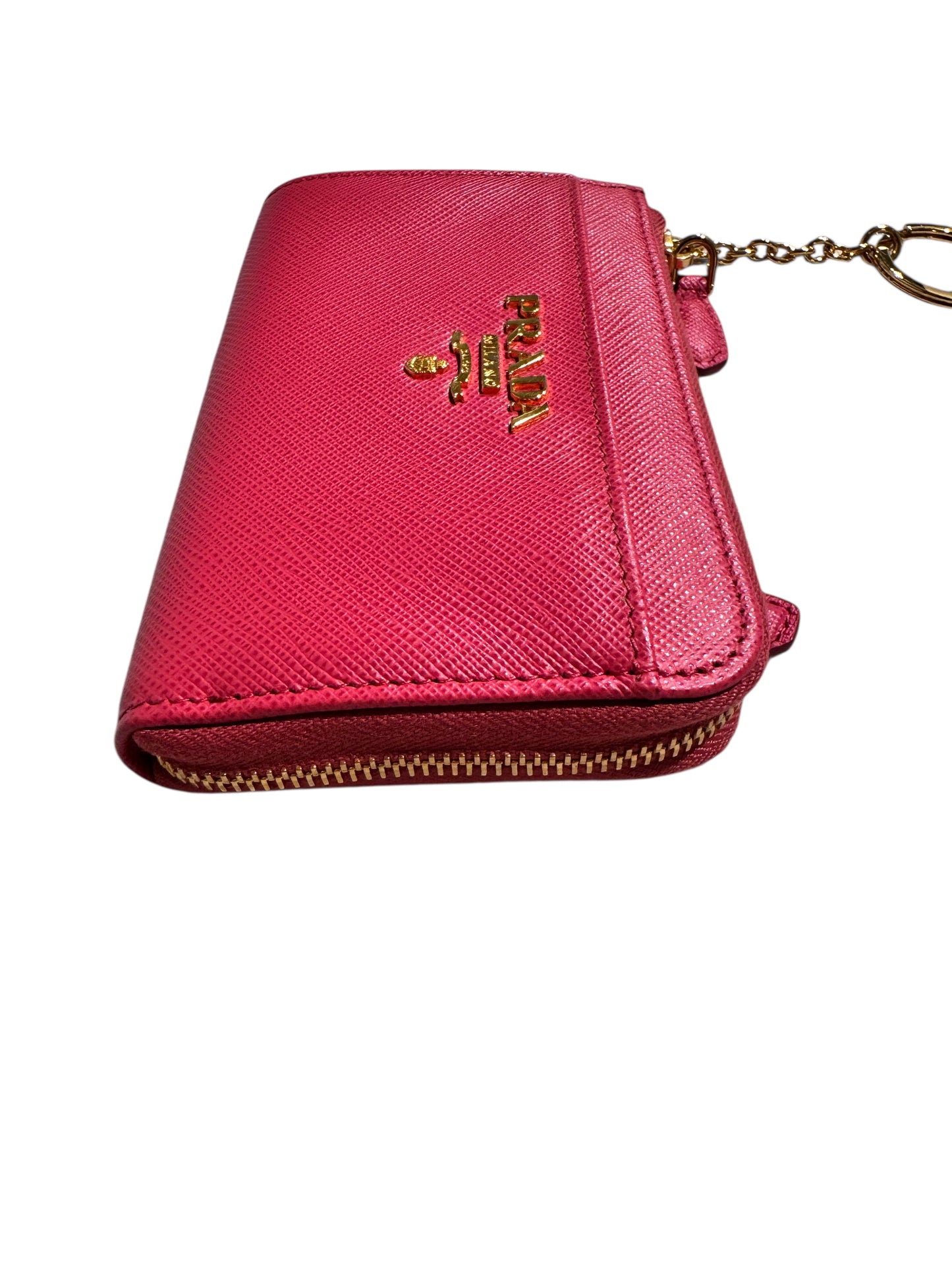 Prada Saffiano Leather Key Cardholder in Pink (Full Set)