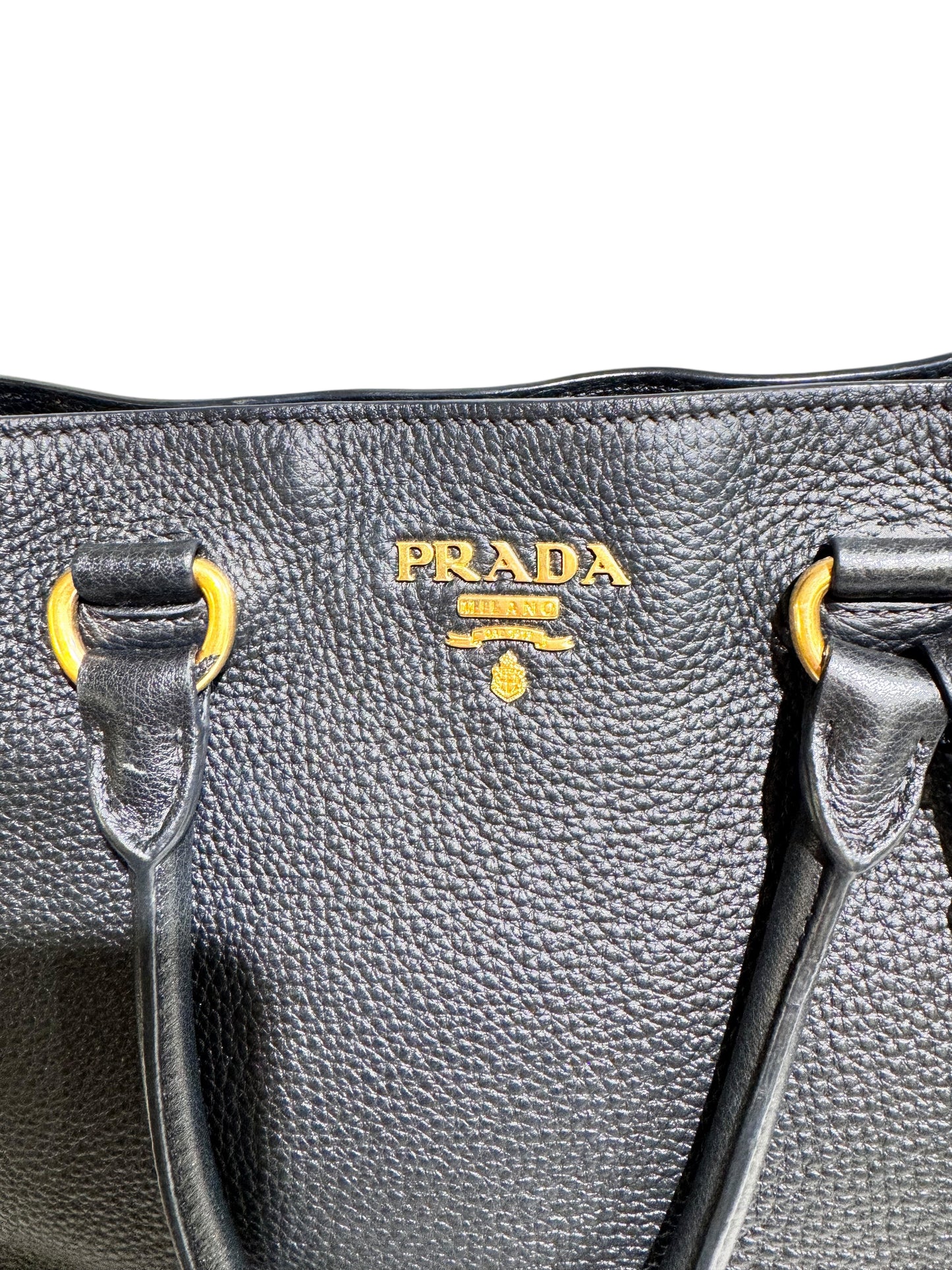 Prada Leather Vitello Daino Tote 2way (Black)