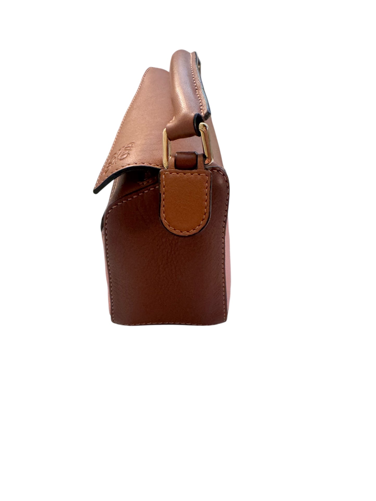 Loewe Calfskin Mini Puzzle Bag (Brown/Tan/Pink)