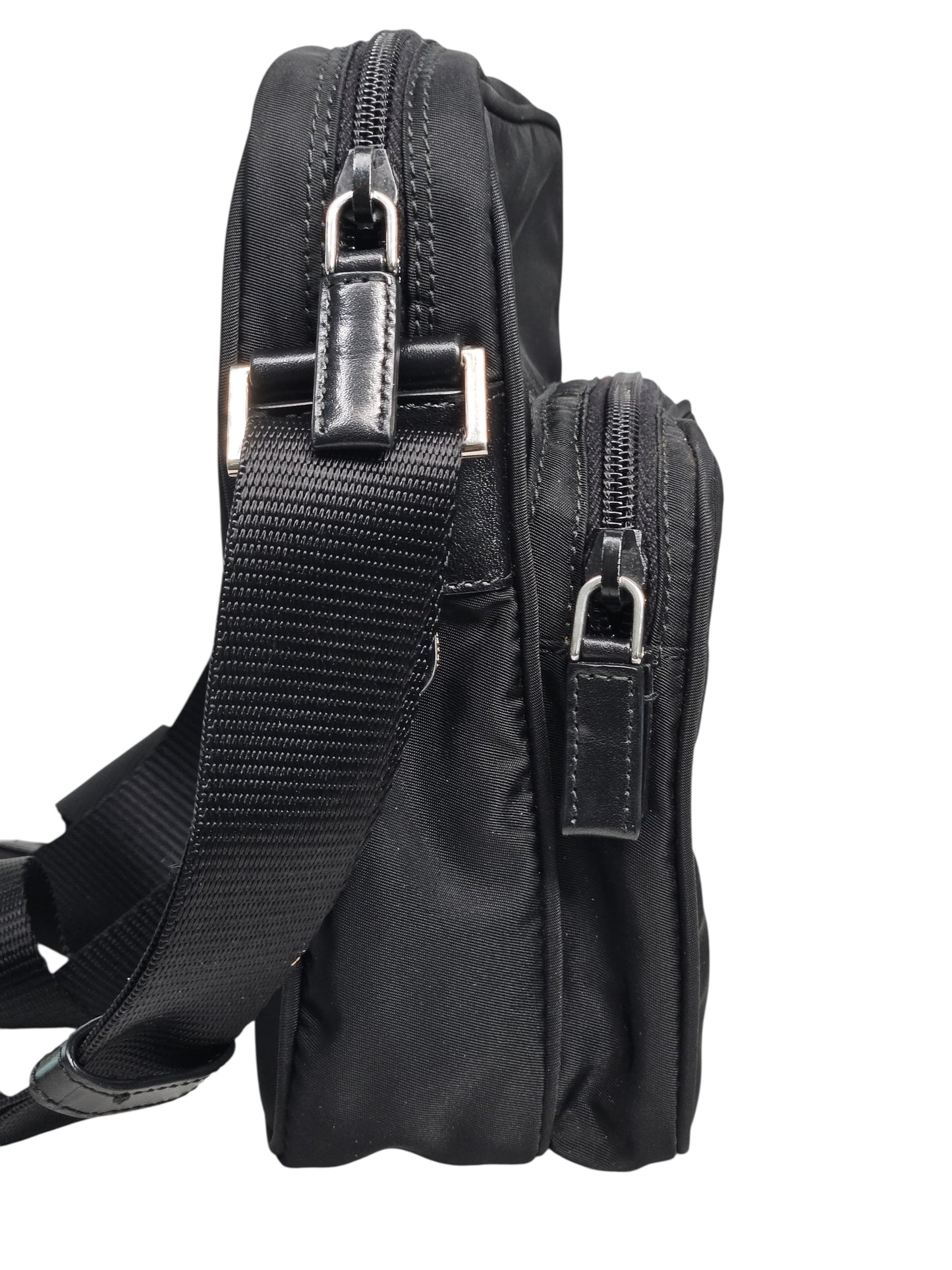 Prada Nylon Triangle Crossbody Bag (Black)