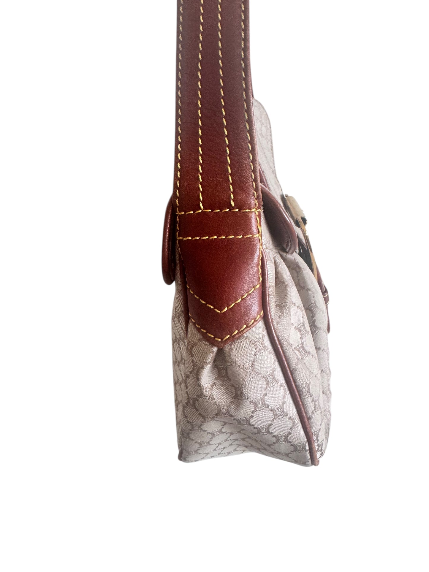 Celine Canvas Macadam Leather-Trimmed Shoulder Bag