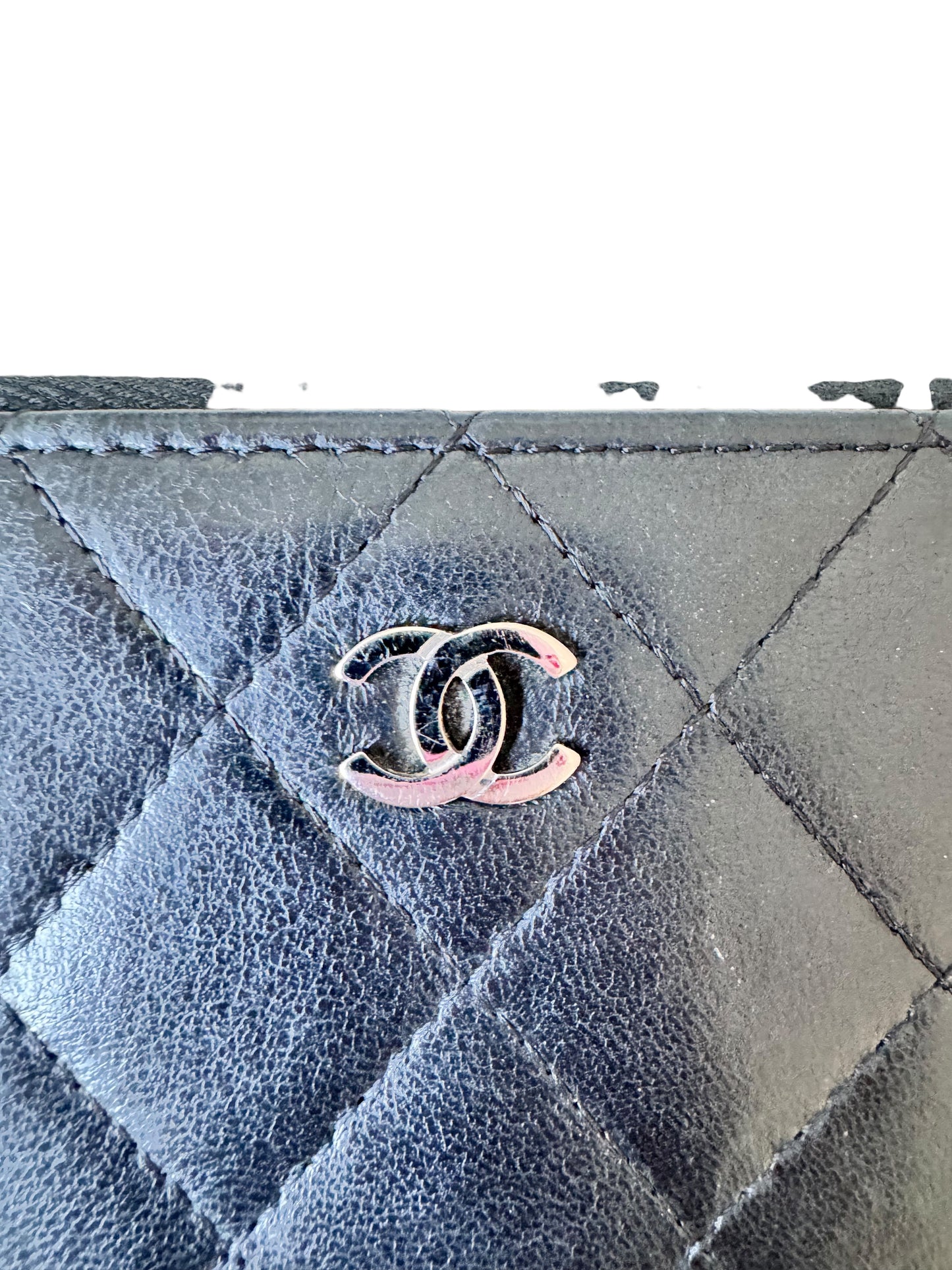 Chanel Lambskin Leather Quilted Zip Wallet (Black) 2013-2014